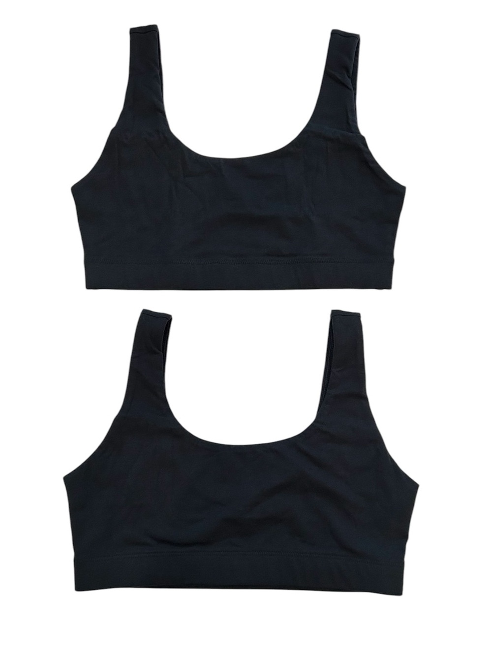 Quince Set of 2 Organic Cotton Tank Bralette bra Small black NWOT